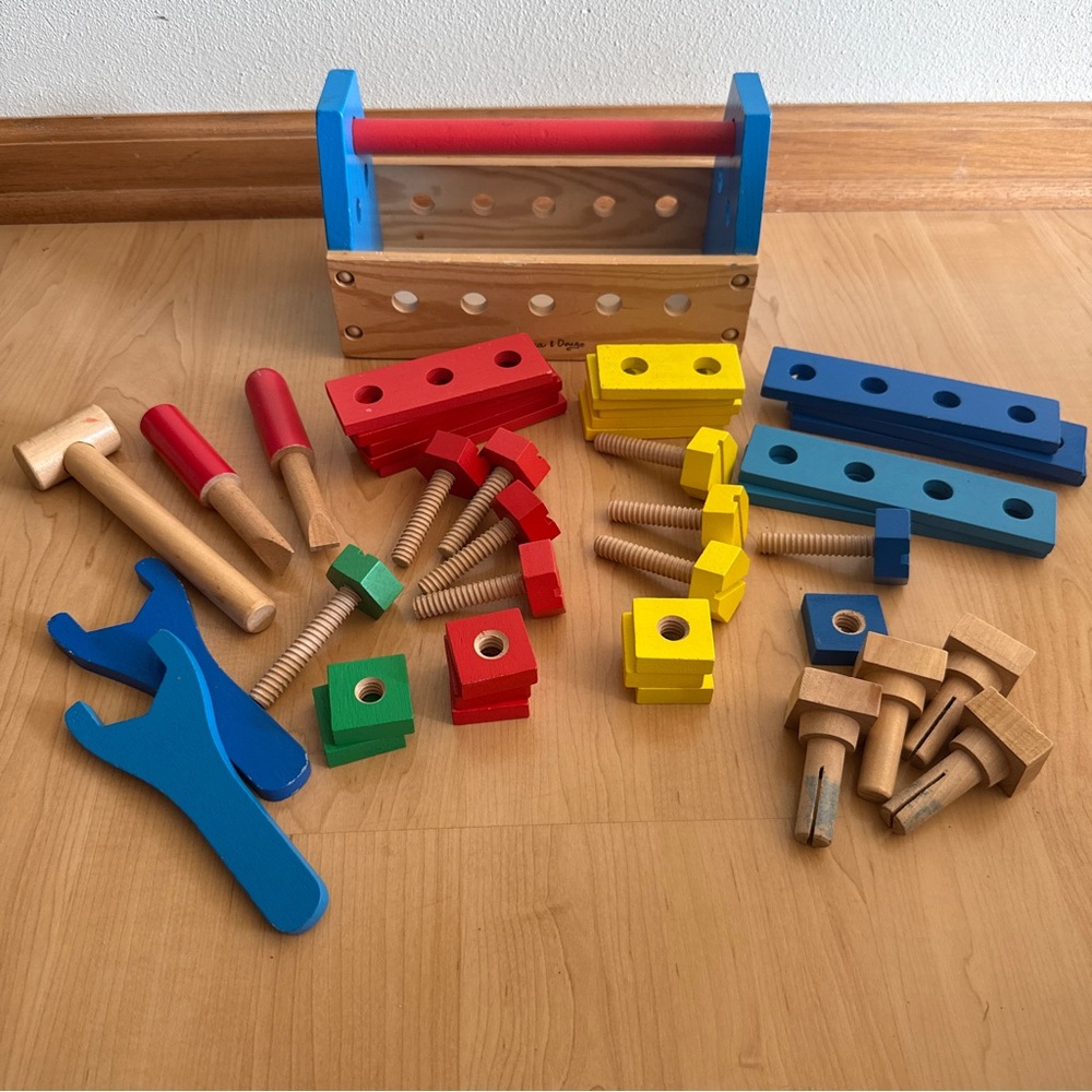 Melissa & Doug Classic Toy Take-Along Tool Kit w/ Wooden Tool Box and 43 Pieces